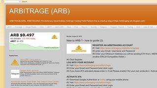 ARBITRAGE (ARB): New to ARB ? - how to guide (2)