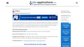 Arby's Application - Job Form Online - Job-Applications.com
