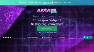 Arcade Spins | Get 25 free spins without wagering from this 80's casino