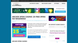 Arcade Spins Casino: 25 Free Spins No Wagering! - New No Deposit ...