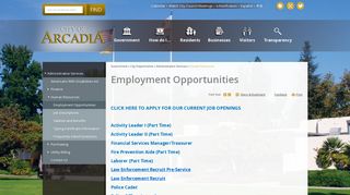 Employment Opportunities | Arcadia, CA