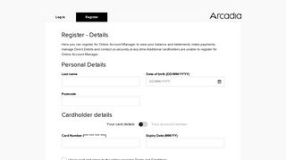 Registration - Online Account Manager | Arcadia