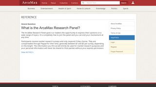 What is the ArcaMax Research Panel? | Help/FAQs | Reference ...