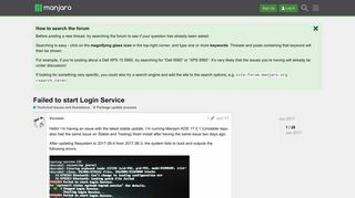 Failed to start Login Service - Package update process - Manjaro ...