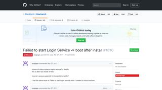 Failed to start Login Service -> boot after install · Issue #1618 ... - GitHub