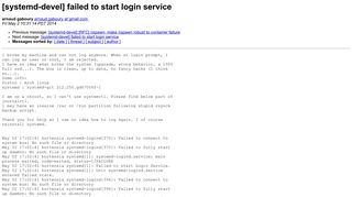 [systemd-devel] failed to start login service - Mailing Lists
