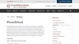 PowerSchool | St. Joseph School - Fullerton