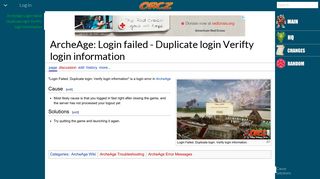 ArcheAge: Login failed - Duplicate login Verifty login information - Orcz ...
