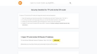 192.168.1.1 - TP-Link Archer D9 Router login and password - modemly
