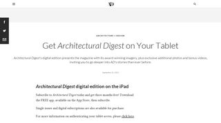 Get Architectural Digest on Your Tablet | Architectural Digest