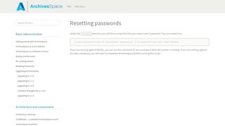 Resetting passwords - ArchivesSpace