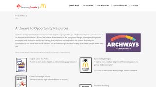 McDonald's Archways to Opportunity Education Resources