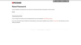 Reset Password - Mojang Account