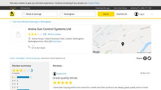Arena Sun Control Systems Ltd, Nottingham | Blinds & Awnings - Yell
