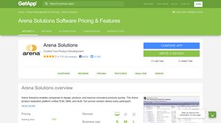 Arena Solutions Software 2019 Pricing & Features | GetApp®