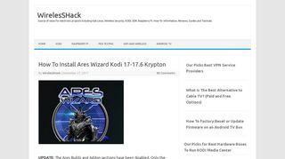 How To Install Ares Wizard Kodi 17-17.6 Krypton | WirelesSHack