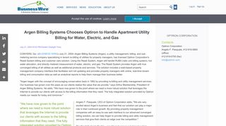 Argen Billing Systems Chooses Optiron to Handle Apartment Utility ...