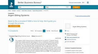 Argen Billing Systems | Complaints | Better Business Bureau® Profile