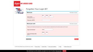 Forgotten Login ID? - My Argos Card