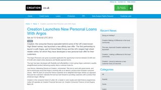 Creation Launches New Personal Loans With Argos