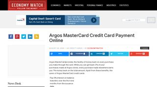 Argos MasterCard Credit Card Payment Online | Economy Watch