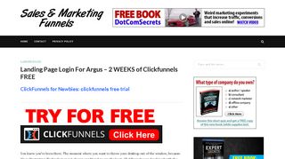 Landing Page Login For Argus - 2 WEEKS of Clickfunnels FREE ...