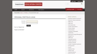 Personal Portfolio Login - Investment Education Center
