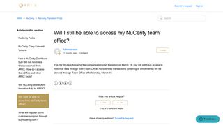 Will I still be able to access my NuCerity team office? – ARIIX