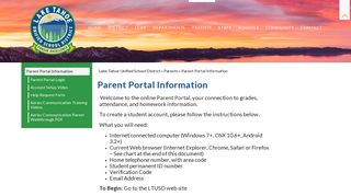 Parent Portal Information - Lake Tahoe Unified School District