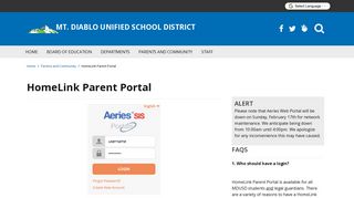 HomeLink Parent Portal - Mt. Diablo Unified School District