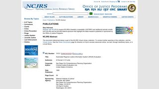 Automated Regional Justice Information System (ARJIS) Evaluation