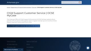 Child Support Customer Service | OCSE MyCase | Arkansas.gov