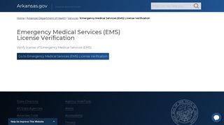 Emergency Medical Services (EMS) License Verification | Arkansas.gov
