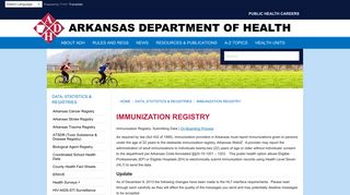 Immunization Registry Arkansas Department of Health