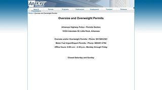 Oversize and Overweight Permits - Arkansas Department of ...