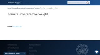 Permits - Oversize/Overweight | Arkansas.gov