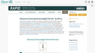 Arkansas Oversize/Overweight Permit | RAPID Toolkit | OpenEI