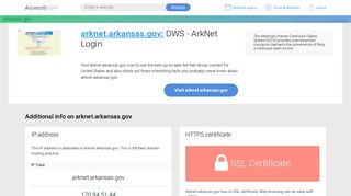 Access arknet.arkansas.gov. DWS - ArkNet Login