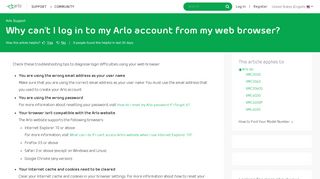 Why can't I log in to my Arlo account from my web browser? | Answer ...