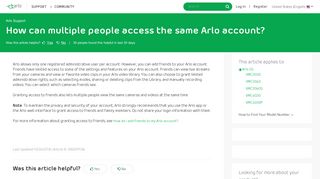 How can multiple people access the same Arlo account? | Answer ...