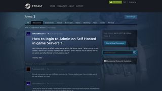 How to login to Admin on Self Hosted in game Servers ? :: Arma 3 ...