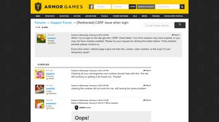 [Redirected] CSRF issue when login - Armor Games Community