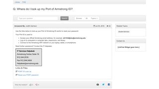 Where do I look up my Port of Armstrong ID? - FAQ