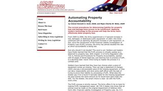 Army Logistician (Automating Property Accountability)