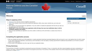 Welcome - Canadian Armed Forces Online Employment Application