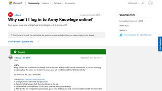 Why can't I log in to Army Knowlege online? - Microsoft Community