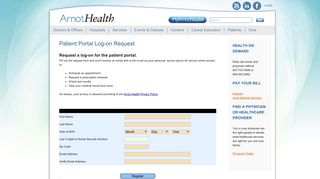 Patient Portal Log-on Request - Arnot Health