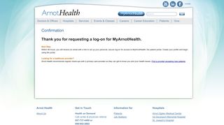 Confirmation - Arnot Health