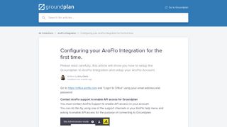 Configuring your AroFlo Integration for the first time. | Groundplan ...