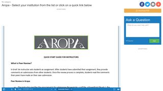 Aropa - Select your institution from the list or click on a quick link below ...